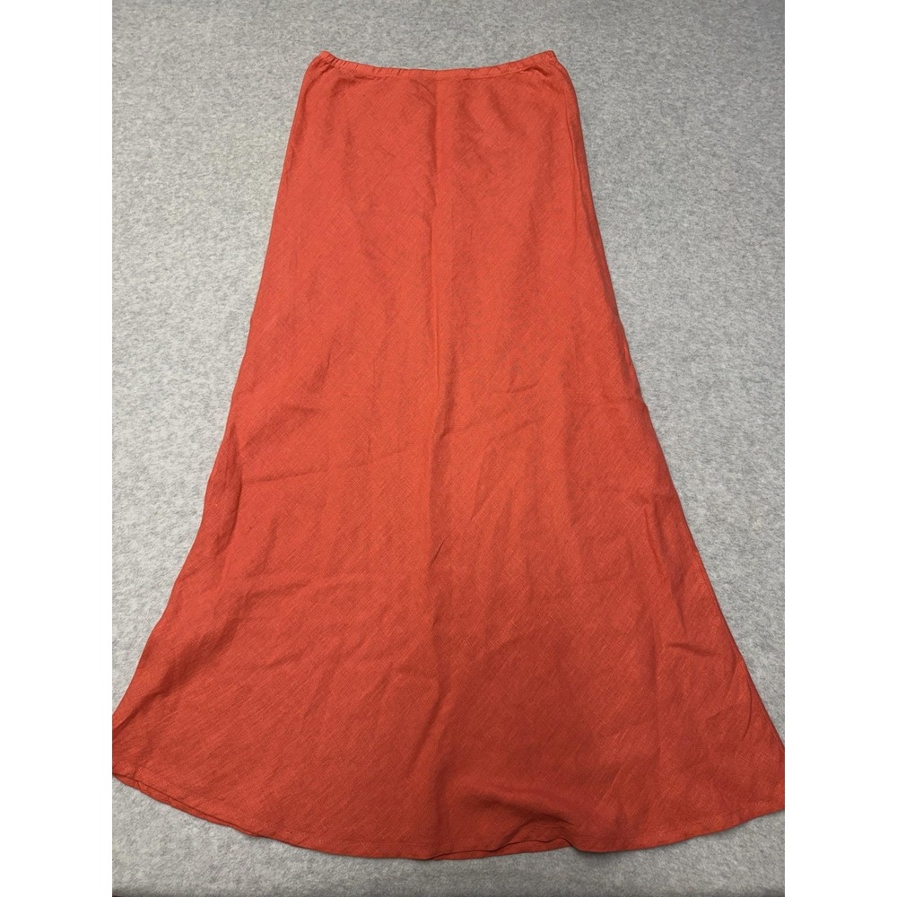 Bryn Walker Skirt Womens M Coral Salmon Pink Linen Long Maxi A-Line Elastic